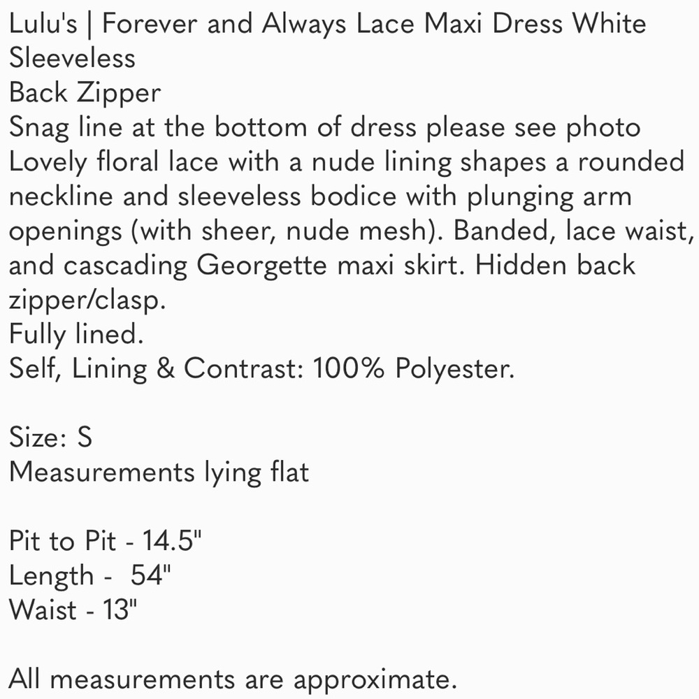 Lulu's Forever and Always White Maxi Dress Small - Picture 10 of 16